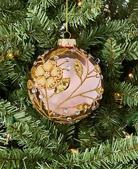Holiday Lane Berry Tones Pink and Gold Floral Ball Ornament, Macy's Exclusive