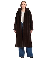 Jones New York Women's Hooded Faux-Fur Coat