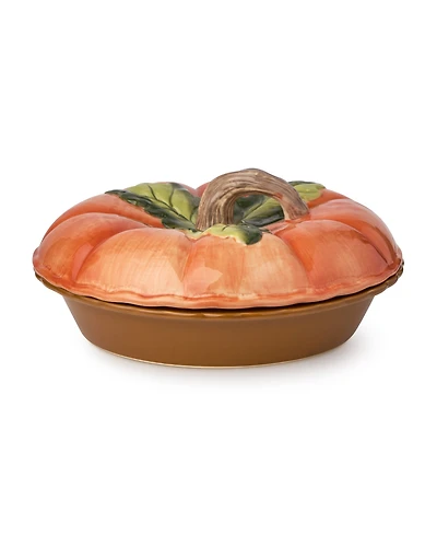 Certified International Harvest Fields 3-d Pumpkin Covered Pie Carrier