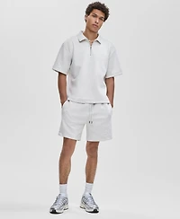 Mode of One Men's Relaxed-Fit Heathered Quarter-Zip Scuba Polo Shirt, Macy's Exclusive