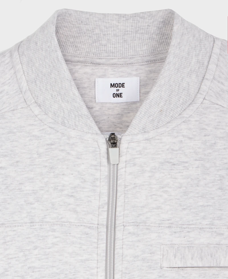 Mode of One Men's Relaxed Fit Long Sleeve Zip-Front Heathered Scuba Jacket, Macy's Exclusive