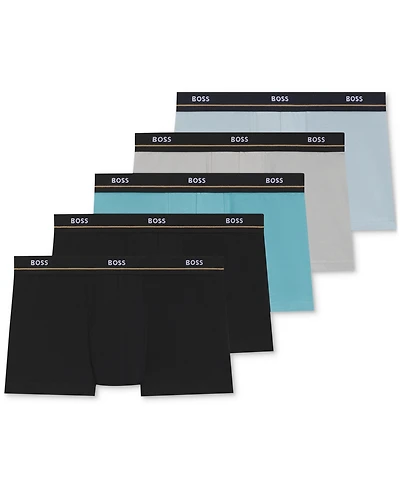 Boss by Hugo Men's Essential 5-Pk. Logo Waistband Trunks