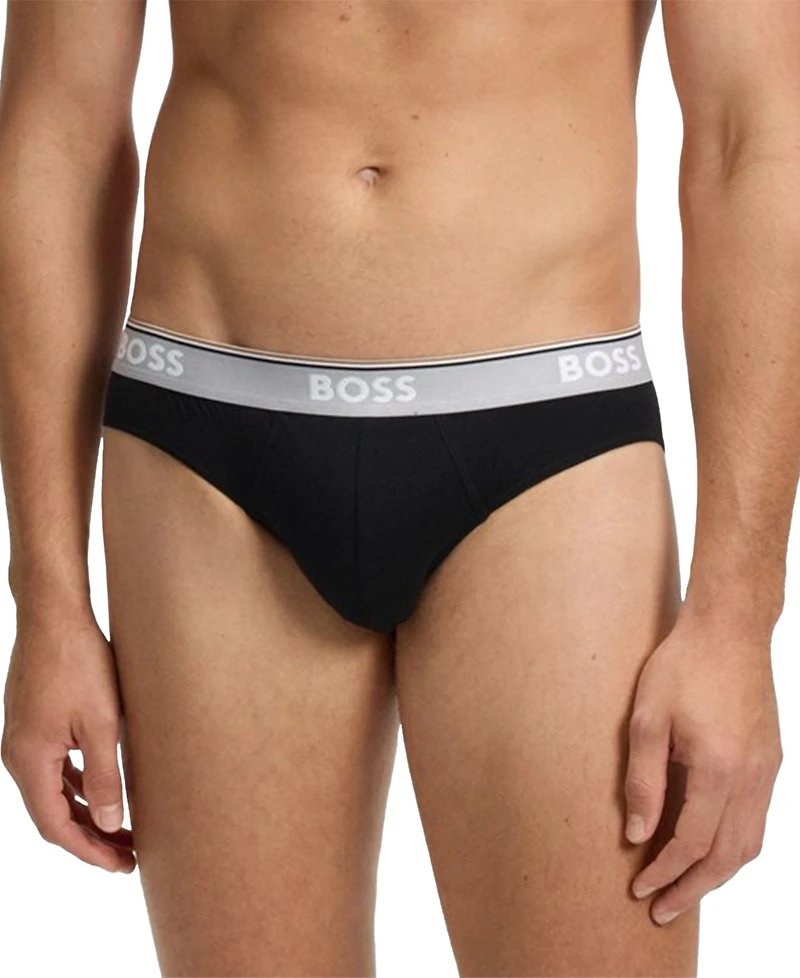 Boss by Hugo Men's Power 3-Pk. Tipped Logo Waistband Briefs