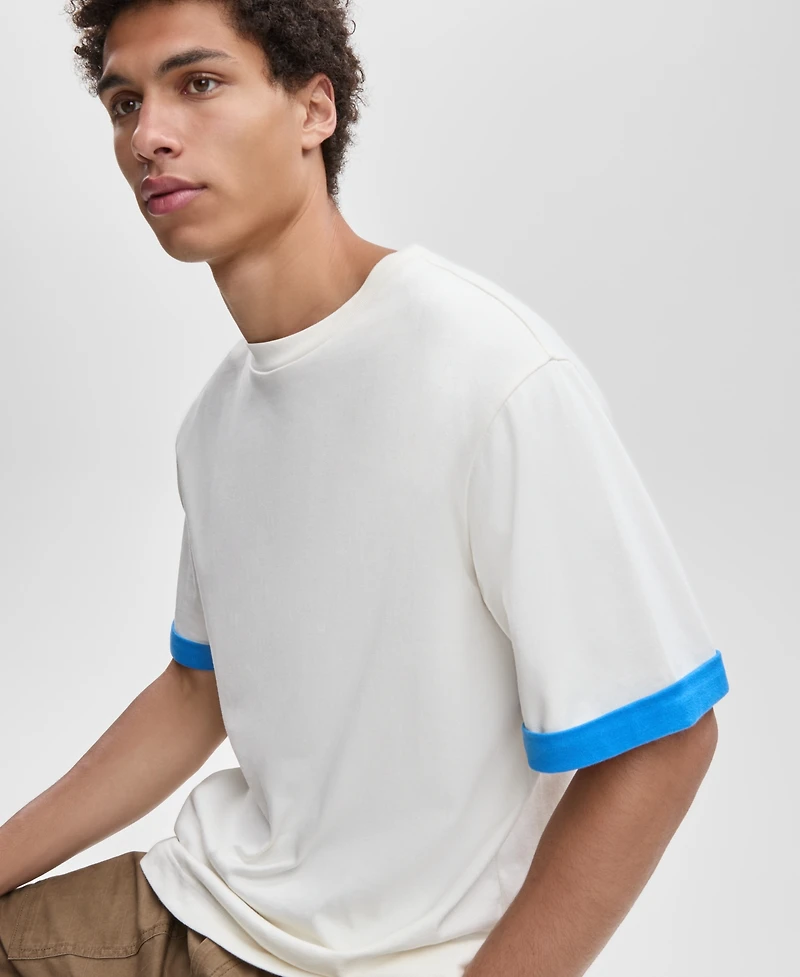 Mode of One Men's Short-Sleeve Reverse-Sleeve Cotton T-Shirt, Macy's Exclusive