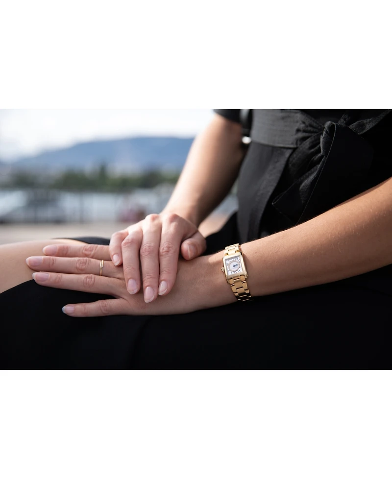 Frederique Constant Women's Swiss Carree Diamond (1/20 ct. t.w.) Gold-Tone Stainless Steel Bracelet Watch 23mm