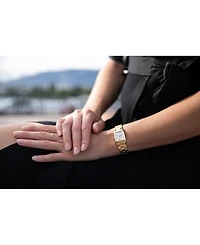 Frederique Constant Women's Swiss Carree Diamond (1/20 ct. t.w.) Gold-Tone Stainless Steel Bracelet Watch 23mm