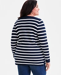 Style & Co Plus Legacy Strip Long-Sleeve Sweater, Macy's Exclusive