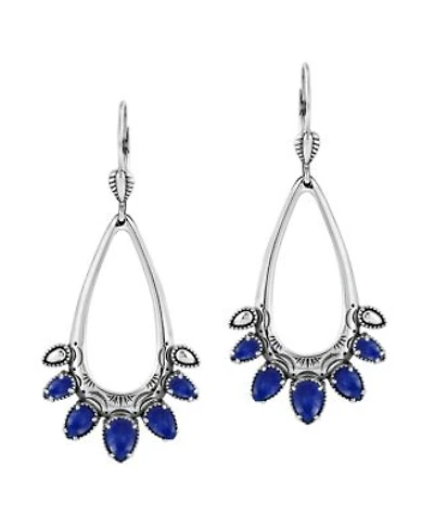 American West Jewelry Sterling Silver Lapis Open Pear Gemstone Lever Back Earrings