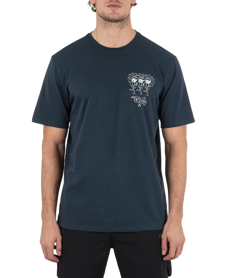 Hurley Men's Skulls And Flowers Short Sleeve T-Shirt