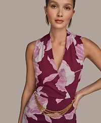 Donna Karan New York Women's Jersey Printed Chain-Belt Sheath Dress