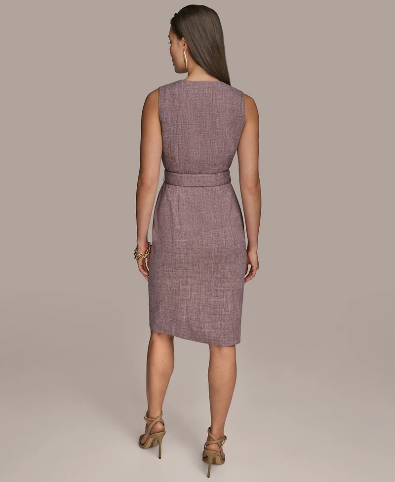 Donna Karan New York Women's Front-Zip Belted Sheath Dress