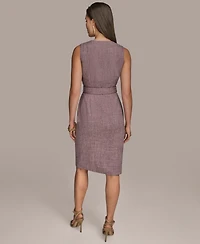Donna Karan New York Women's Front-Zip Belted Sheath Dress