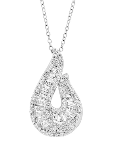 Effy Lab Grown Diamond Tear-Shape Pendant Necklace (1-1/5 ct. t.w.) in 14k White Gold, 17" + 1" extender