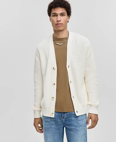 Mode of One Men's Shaker-Stitch V-Neck Cardigan, Macy's Exclusive