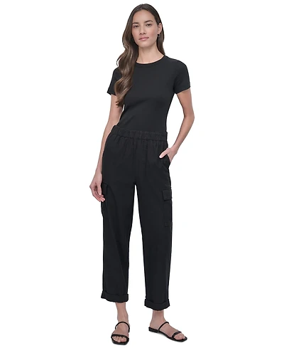Dkny Jeans Women's Mid Rise Relaxed Pull-On Cargo Pants