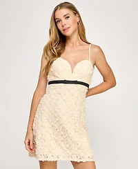 Seni & Cade Juniors' 3D Flower Lace A-Line Dress