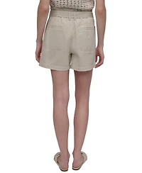 Dkny Jeans Women's Cotton Belted Paperbag-Waist Shorts