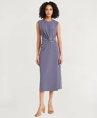 Luxely Women's Solid-Color V-Neck Sleeveless Dress