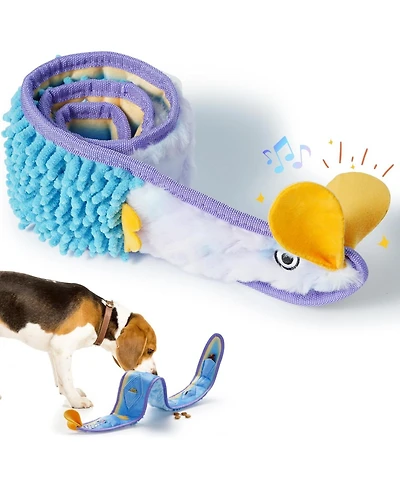 Nocciola Blue Ribbon Eel Snuffle Dog Toy,Christmas gift,No Stuffing Squeaky Long Snake,Crinkle/Snuffle/Tug Toy for All Breeds