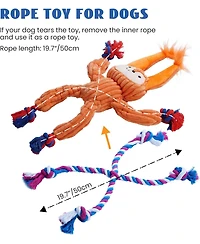 Nocciola 2 Pack Frog & Squirrel Dog Plush Toys, Christmas gift, Interactive Squeaky Tug Dog Toys with Crinkle Paper, Rope Chew Toys for All Breeds