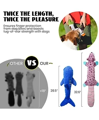 Nocciola 5 Pcs Jungle Series Plus Squeaky Stuffless Dog Toys, Belly Pouch to Hold Bottles for Bonus Crinkle, Durable Dog Toys for Aggressive Chewers