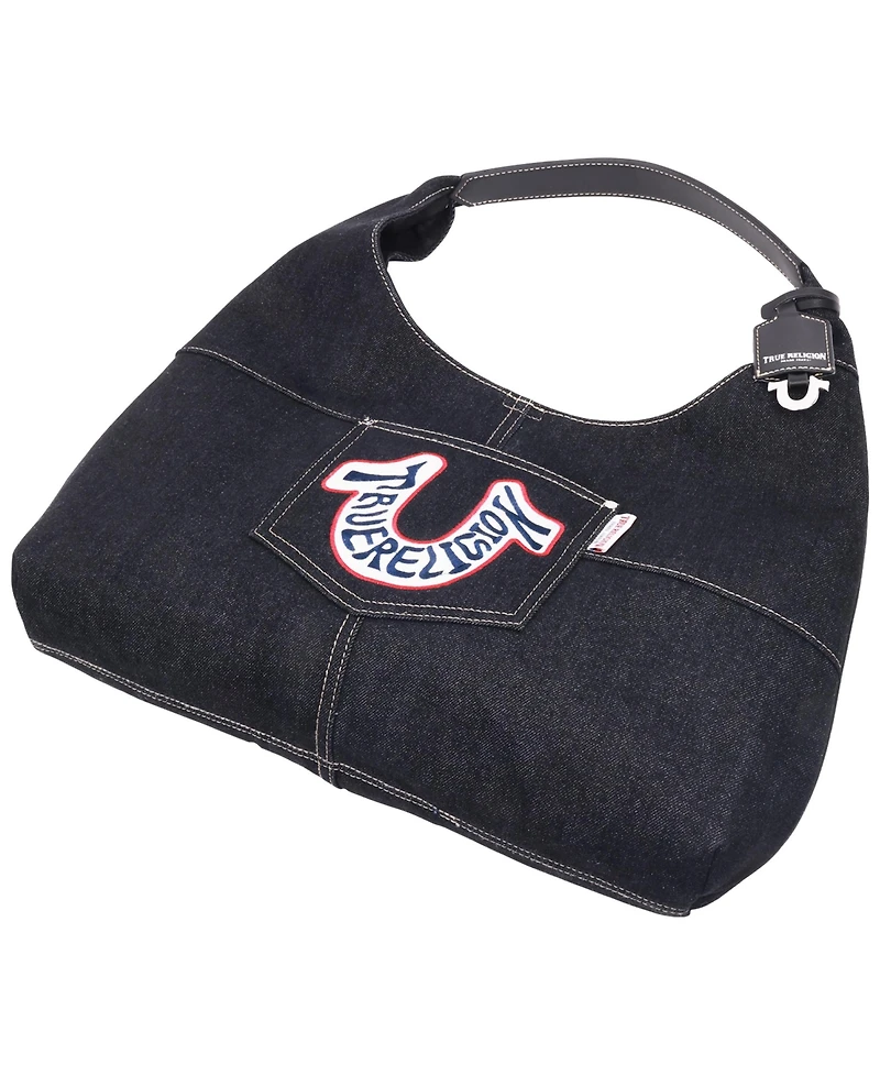 True Religion Retro Logo Denim Hobo Bag