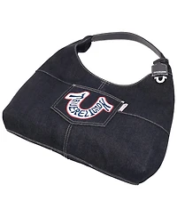 True Religion Retro Logo Denim Hobo Bag