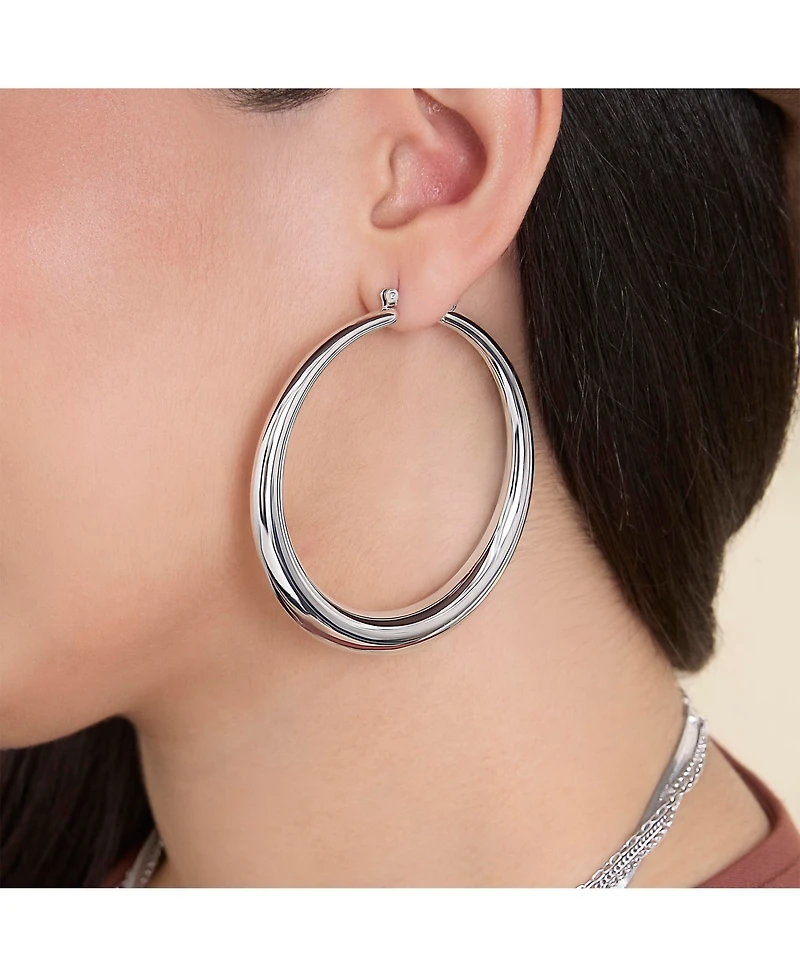 Jessica Simpson High Shine Silver Hoop Earrings