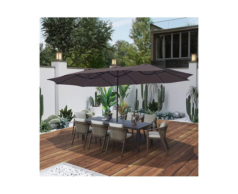 Casainc 181" x 106" Outdoor Double-Sided Market Umbrella With Base Patio