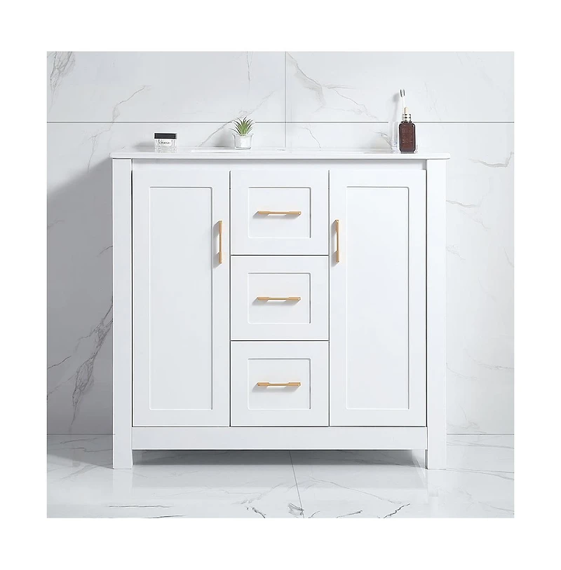 Casainc 36" Bathroom Vanity with Sink, 2 Soft-Close Doors & Drawers, Functional Storage Solution