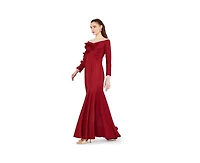 Amri Women's Off-The-Shoulder Floral Embellished Flary Gown