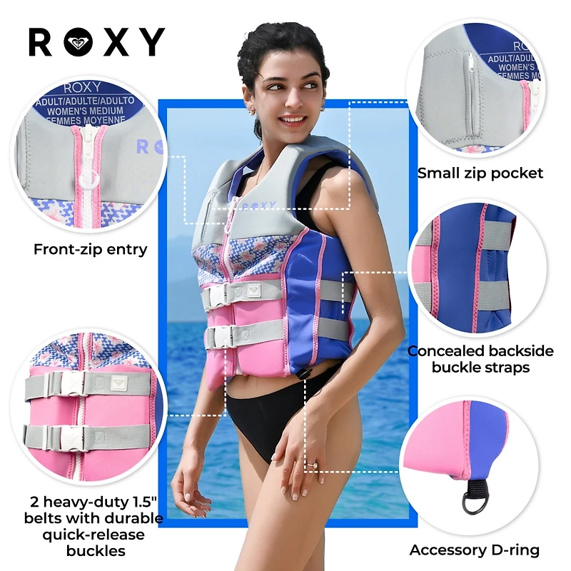 Roxy Women's Life Jacket, Uscg Approved Evoprene Daily Pfd