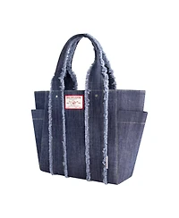 True Religion Frayed Handle Solid Denim Tote