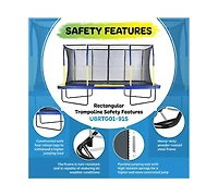 Plexalife 9' X 15' Gymnastics Style, Rectangular Trampoline Set with Premium Top-Ring Enclosure System