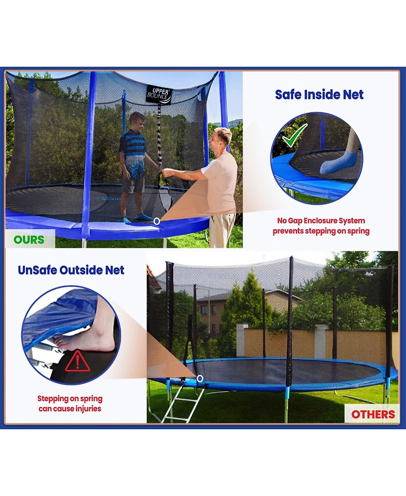 Plexalife Ft Round Trampoline Set with Safety Enclosure System - Backyard Trampoline - Outdoor Trampoline for Kids