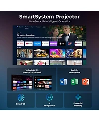 Clokowe Mini Projector, 4K 1080P Support projector with wifi and bluetooth, with Android Tv Os and 8000 plus Apps for Phone Tv Stick Laptop Hdmi