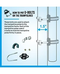 Plexalife Ft Trampoline Safety Enclosure Set including Net, 6 Poles (with 6 pole caps) Trampoline Pole Foam Sleeves