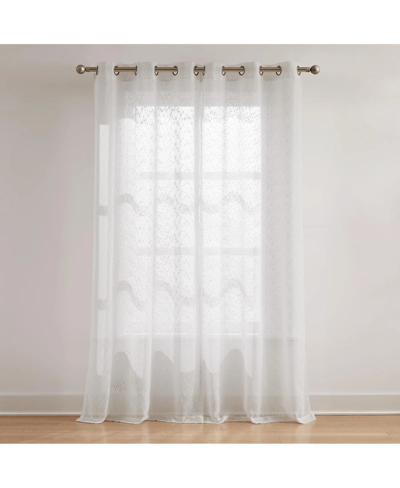 Lush Decor Aileen Textured Raindrop Sheer Window Curtain Panels White Pair 38x84