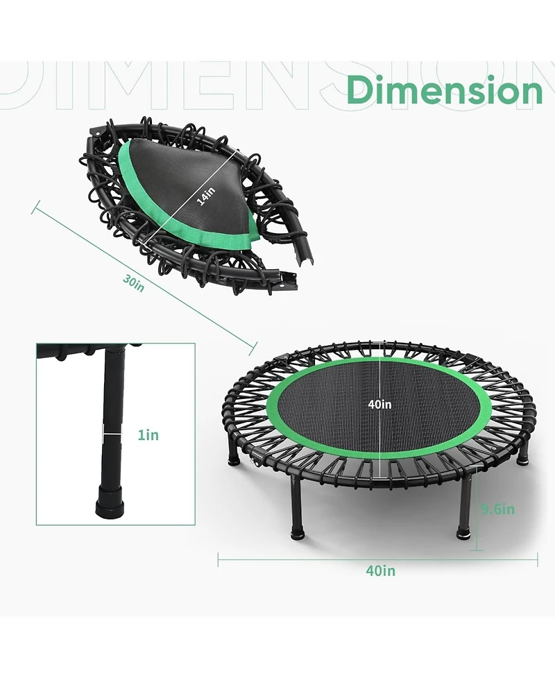 Zenova Rebounder Trampoline for Adults with Bungee Cords, Portable Fitness Exercise Mini Trampoline Without Handle