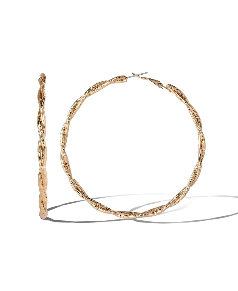 Jessica Simpson Light Gold Twist Hoop Earrings