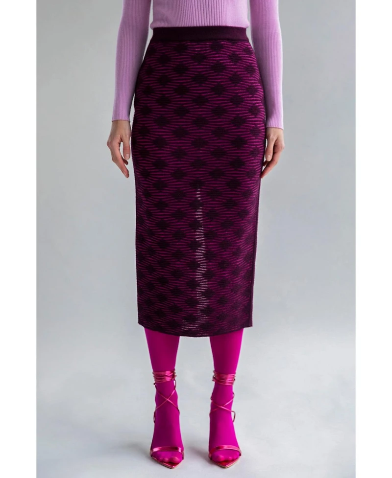 Sskein Women's Geometric Jacquard Knit Pencil skirt