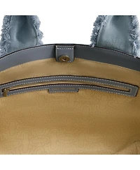 True Religion Frayed Handle Solid Denim Tote