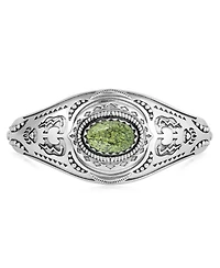 American West Jewelry Sterling Silver Serpentine Oval Cut Bear Cuff Bracelet