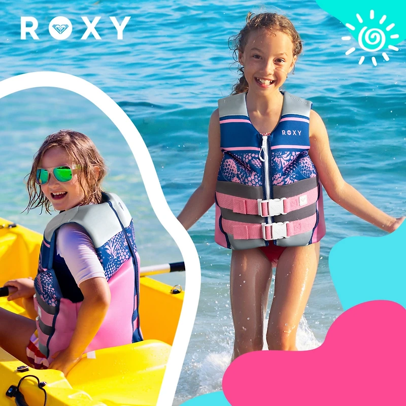 Roxy Youth Life Vest, Uscg Approved Evoprene Daily Cga Life Jacket, for Girls 55-88 lbs