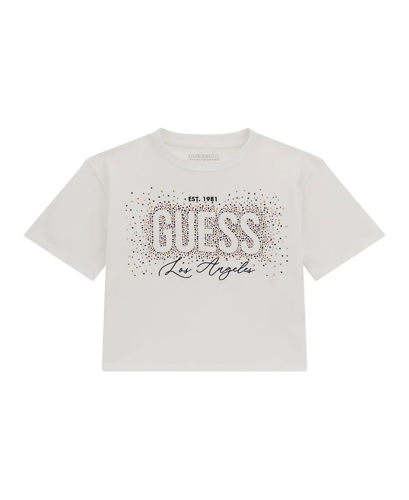 Guess Big Girls Short Sleeve with Rhinestone Logo T-Shirt