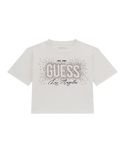 Guess Big Girls Short Sleeve with Rhinestone Logo T-Shirt