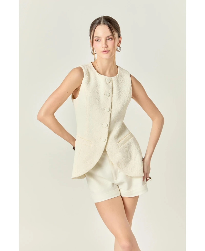 English Factory Women's Textured fabric round-hem vest