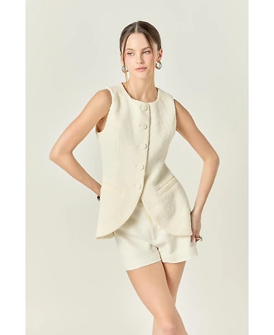 English Factory Women's Textured fabric round-hem vest