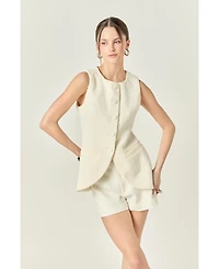 English Factory Women's Textured fabric round-hem vest
