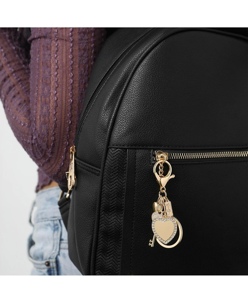Jessica Simpson Pave Crystal Heart Keychain Bag Charm